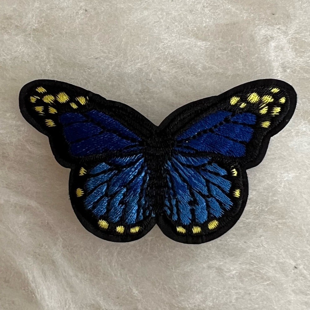 Embroidered Butterfly Patch in Royal Blue (Iron On/ Sew On/ Glue On)